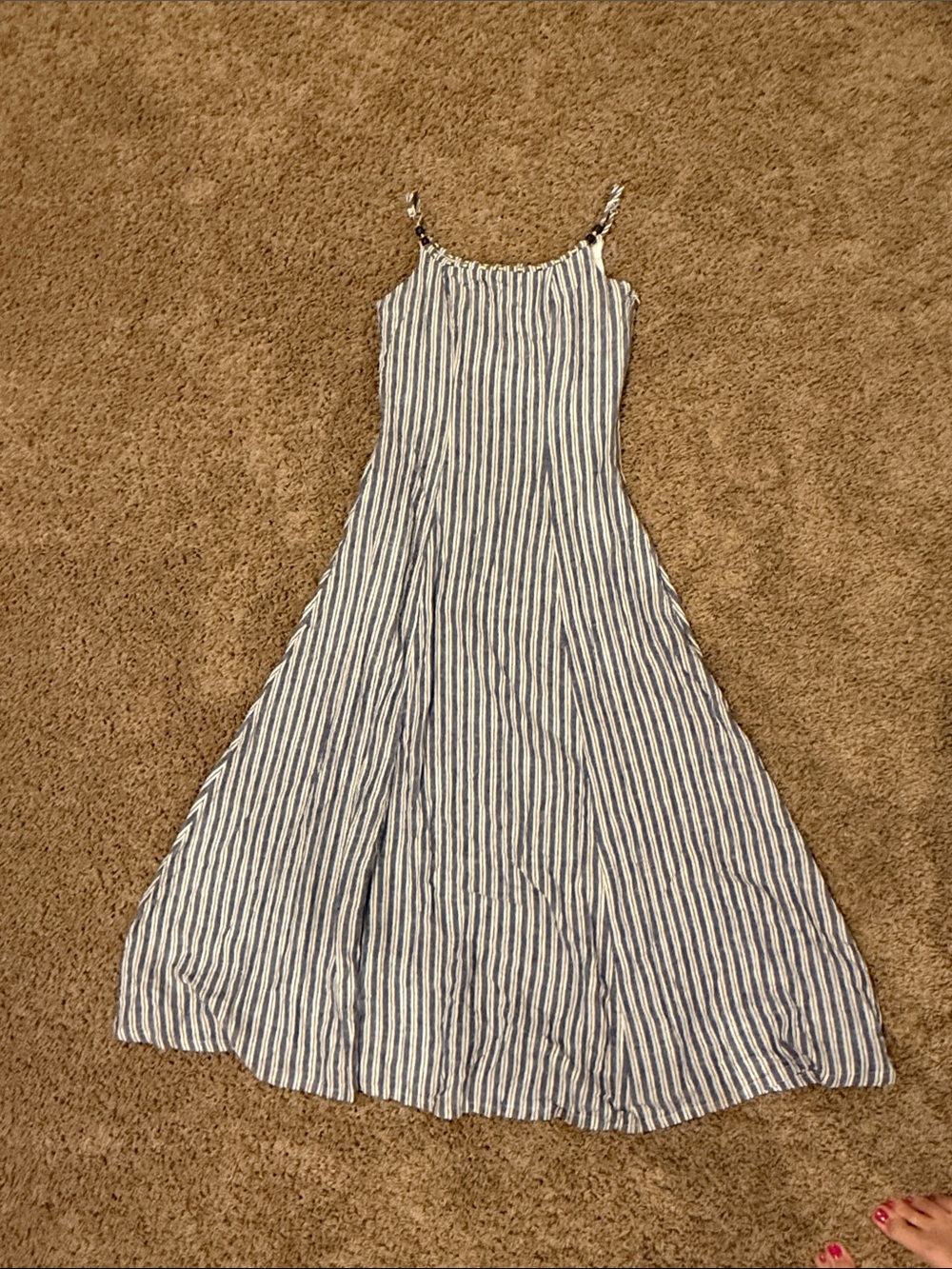 Calypso St. Barth Navy & White Striped Maxi Dress